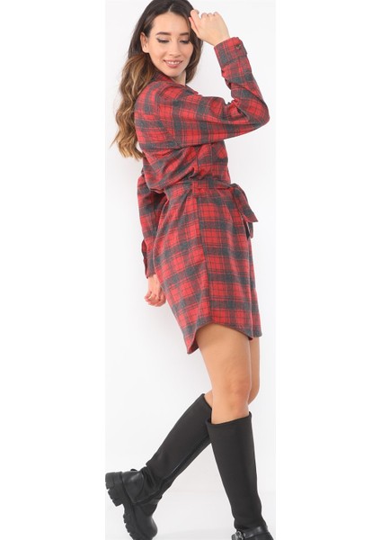 Z6669 Dewberry Bayan Gömlek-Kırmızı - Lacivert indirimleri