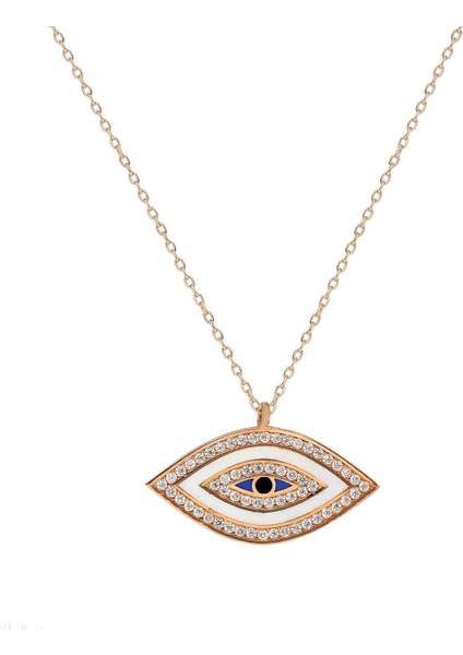 Çok Taşlı Göz Gümüş Kolye - Rose - Standart - AXEL0031-2294