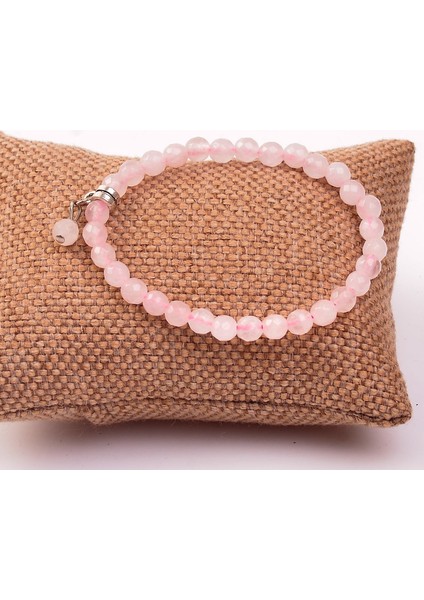 Pembe Kuvars Taşı Bileklik ( 6 mm )