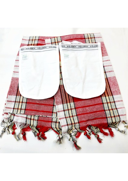 2 Adet Pamuklu Peştemal 80X160 ve 2 Adet Kese