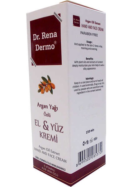 Dr. Rena Dermo Argan Yağı Özlü El ve Yüz Kremi 150ML