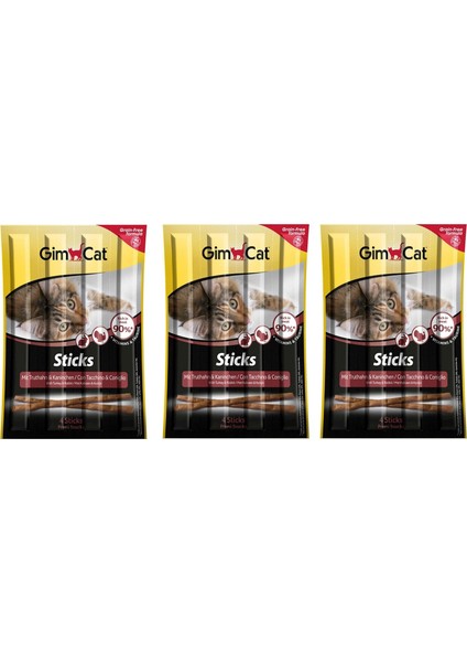 Sticks Tahılsız Hindi ve Tavşan Etli Kedi Ödül Çubukları 4'lü 20 gr (3 Adet)