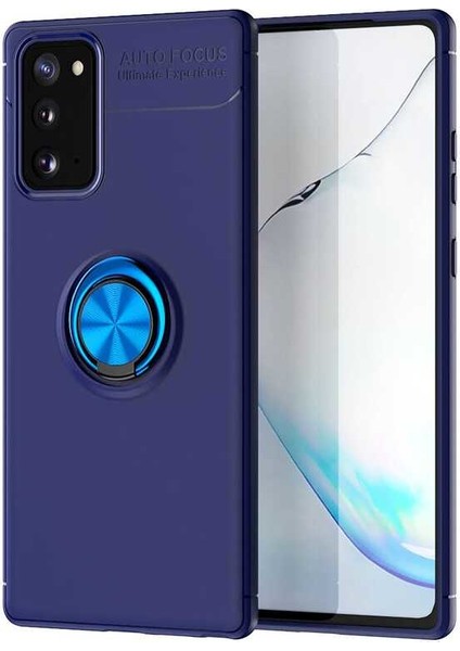 Samsung Galaxy S20 Fe Kılıf Ultra Korumalı Yüzüklü Manyetik Ravel Silikon + Tam Kaplayan 5d Cam Ekran Koruyucu Lacivert