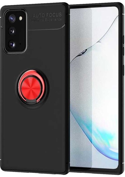 Samsung Galaxy S20 Fe Kılıf Ultra Korumalı Yüzüklü Manyetik Ravel Silikon + Tam Kaplayan 6d Nano Ekran Koruyucu Siyah - Kırmızı