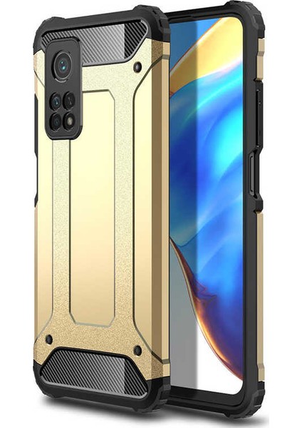 - Xiaomi Mi 10T Pro 5G - Kılıf Çift Katman Zırh Tank Crash Military Kapak - Gold - T15692