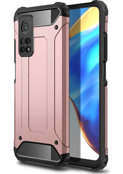- Xiaomi Mi 10T Pro 5G - Kılıf Çift Katman Zırh Tank Crash Military Kapak - Rose Gold - T15692