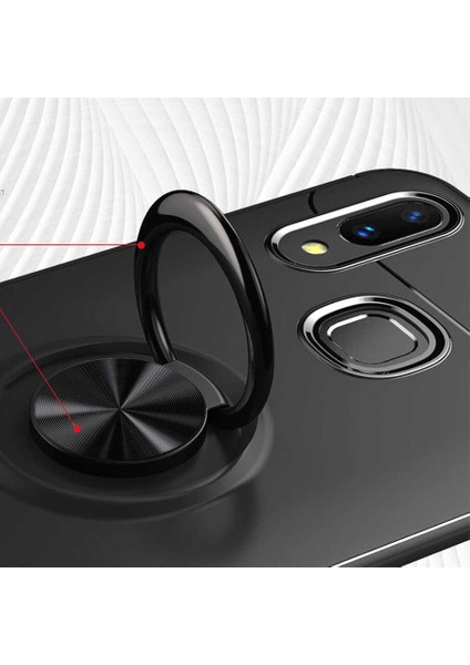 Xiaomi Mi Max 3 Kılıf Ultra Korumalı Yüzüklü Manyetik Ravel Silikon + Nano Ekran Koruyucu Siyah - Mavi fırsatları
