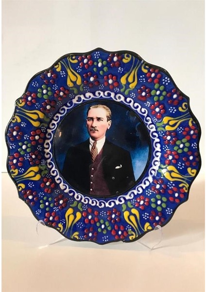 - Çini El Emeği 30 cm. Kabartma Desenli Duvar Tabağı