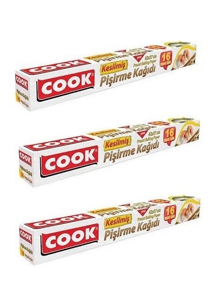 Kesilmiş 42X37 cm 16 Yaprak Pişirme Kağıdı 3 Lü Set