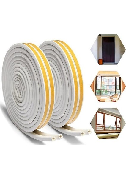 Kapı Pencere Kauçuk Izolasyon Bandı / Fitili Beyaz 2x10=20 m