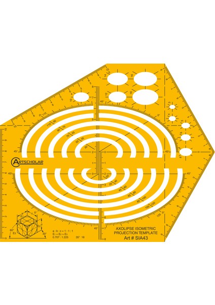 İzometrik Artscholar Projeksiyon Elips Şablonu SIA43