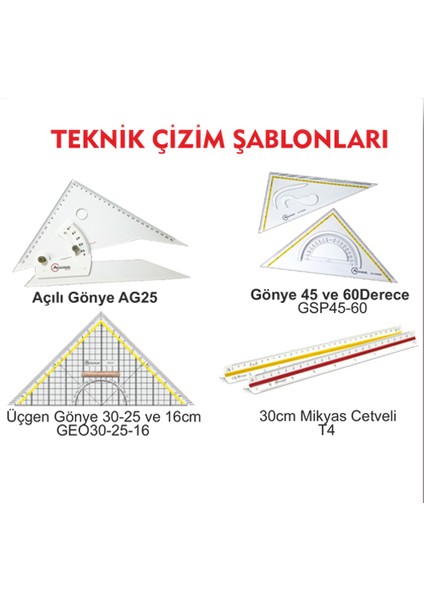 Üçken Gönye Geodorayt 25 cm GE25