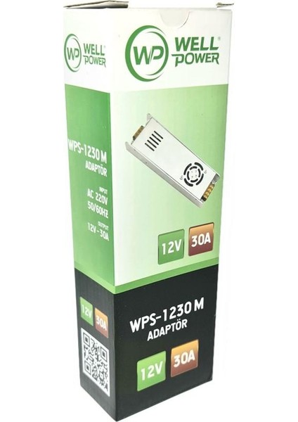 12 V 30 A Slim Adaptör Metal Kasa Fanlı