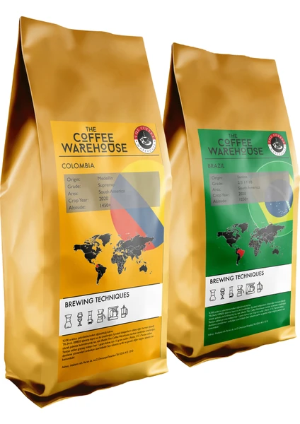 The Coffee Warehouse Avantaj Paket 2 x 250 G Colombia 250 G + Brezilya 250 G Filtre Kahve Taze Öğütülmüş