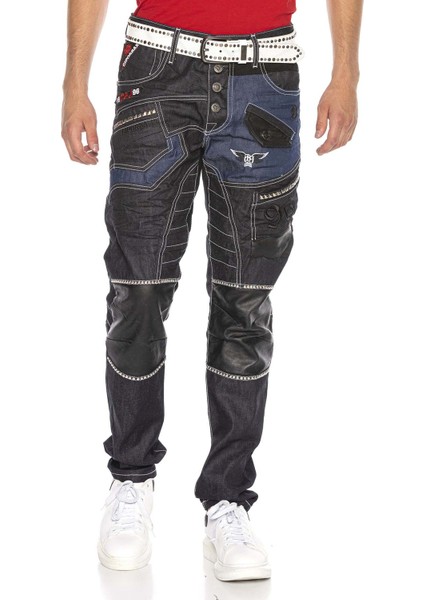 CD639 Raw Blue Düşük Bel Bol Kesim Rapper Jeans
