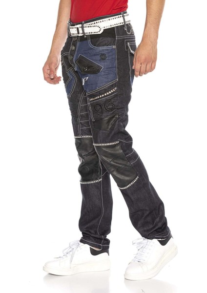 CD639 Raw Blue Düşük Bel Bol Kesim Rapper Jeans
