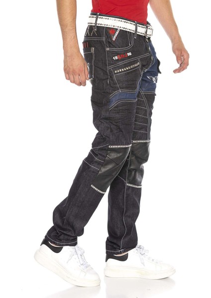 CD639 Raw Blue Düşük Bel Bol Kesim Rapper Jeans