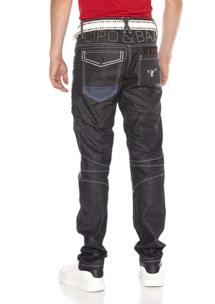 CD639 Raw Blue Düşük Bel Bol Kesim Rapper Jeans