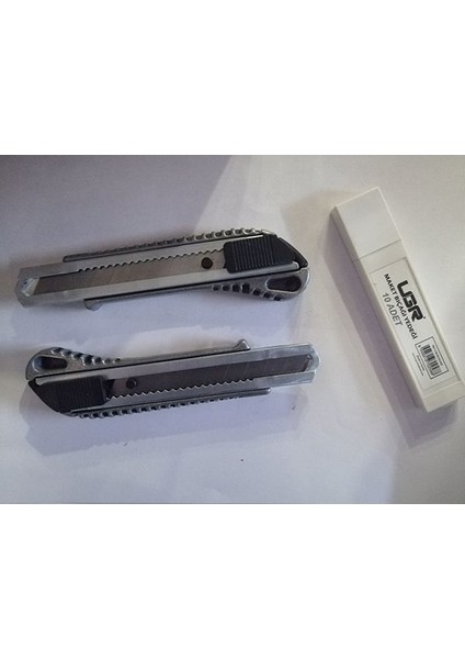 Metal Geniş Ağızlı Maket Bıçağı / Falçata 2 Adet +Ugr 10 Adet Falçata Bıçağı