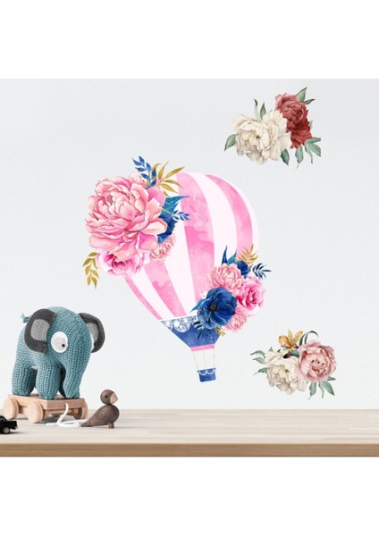 Kt Decoration Peonie Pembe Uçan Balon Çocuk Odası Duvar Sticker
