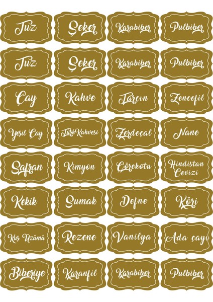 Kt Decoration Baharatlık Kavanoz Sticker Gold fiyatları