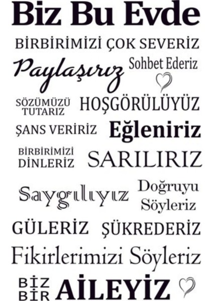 Kt Decoration Ev Kuralları Siyah Yazı Dekoratif Çok Amaçlı Duvar Sticker 45 Cm.