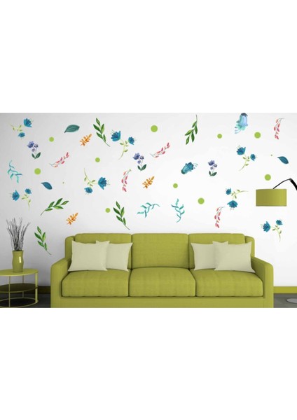 Kt Decoration Rengarenk Çiçekler Sulu Boya Çalışması Modern Duvar Sticker