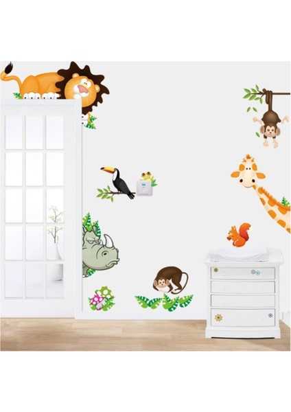 Kt Decoration Sevimli Hayvanlar Kapı ve Duvar Sticker Seti