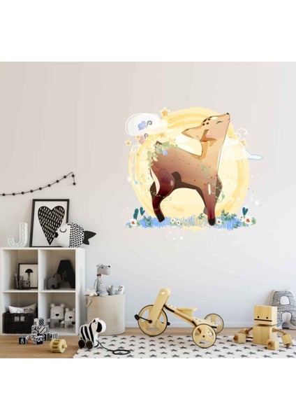 Kt Decoration Muhteşem Ceylan ve Çiçekler Duvar Sticker