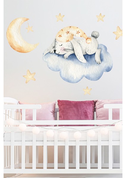 Kt Decoration Sevimli Uykucu Tavşan Duvar Sticker Seti fiyatları