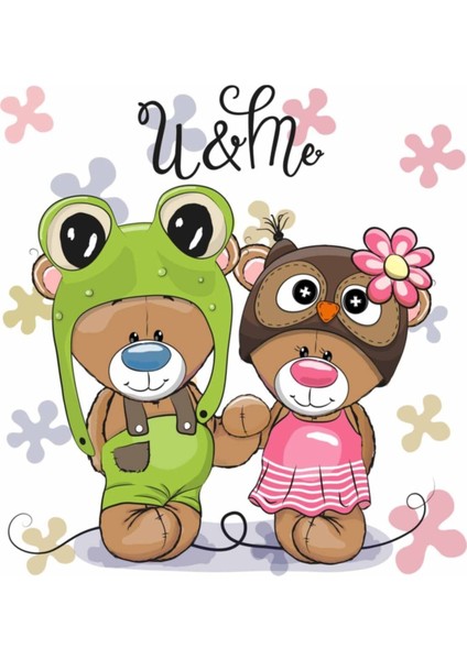 Kt Decoration Aşık Ayıcıklar Kız Çocuk Odası Duvar Çıkartmaları