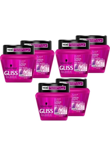 Glıss Saç Bakım Maskesi 300 ml Supreme Length 6'lı