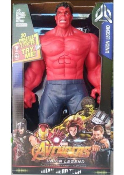 Büyük Boy 30 cm Işıklı Sesli Marvel Titan Hero Red Hulk Figür