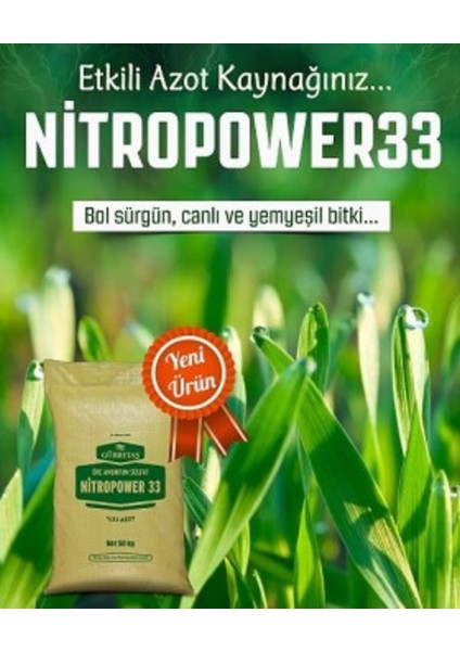 Nitropower Bitki Besini Üre Amonyum Sulfat Demir Suda Çözünür Kükürt %33 Azot Gübresi 50 Kg