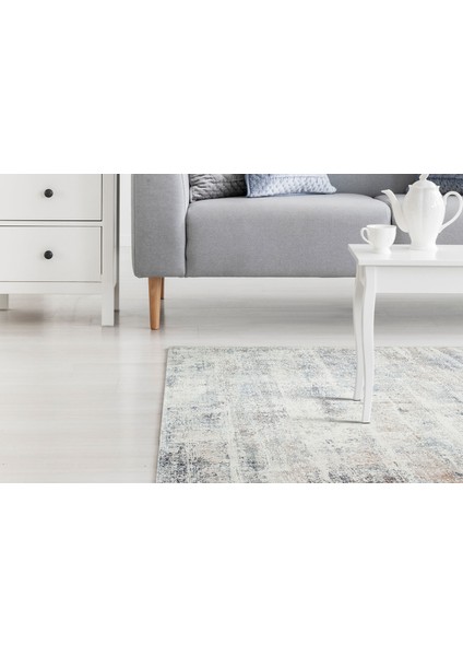 Fresco FS06 Bej Mavi Kolay Temizlenebilir Bambu Halı indirimleri