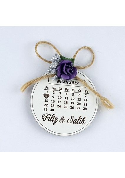 Nikah Şekeri Ahşap Lazer Magnet 50 Adet