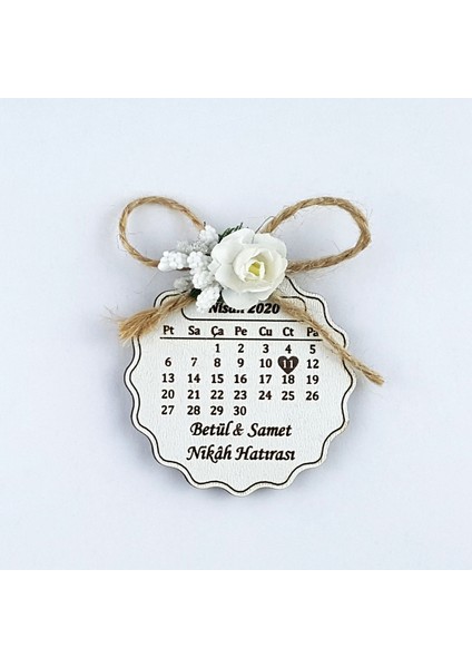 Nikah Şekeri Ahşap Lazer Magnet 50 Adet