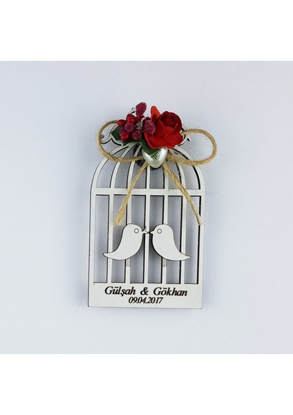 Nikah Şekeri Ahşap Lazer Magnet 50 Adet