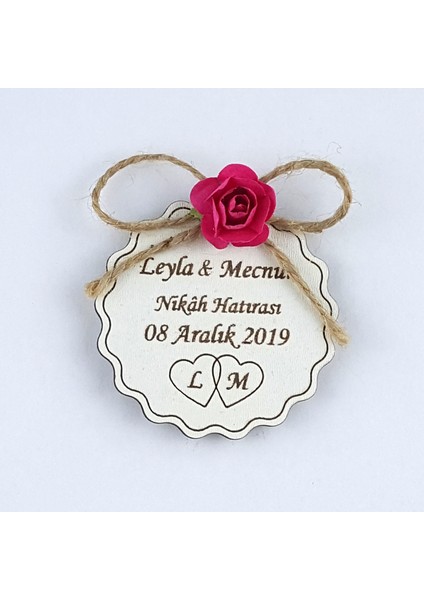 Nikah Şekeri Ahşap Lazer Magnet 50 Adet