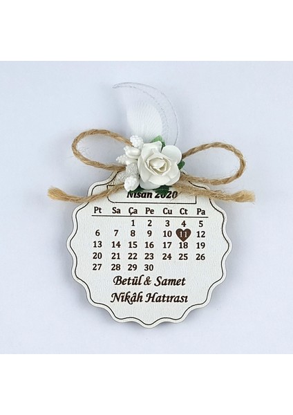 Show Bazaar Anı Nikah Şekeri Ahşap Lazer Magnet 50 Adet