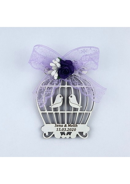 Nikah Şekeri Ahşap Lazer Magnet 50 Adet