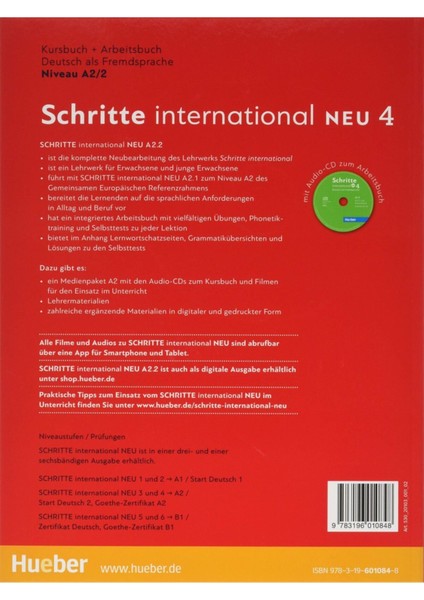 Schritte International Neu 4. A2.2 Kurs Und Arbeitsbuch + CD-Rom + Ar Teknolojisi ile Kolay Öğrenme