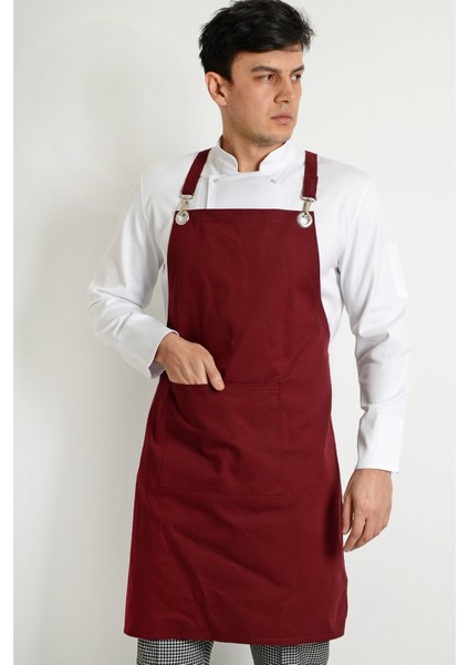 Chef Önlük Askılı Bordo