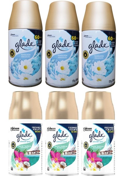 Oda Kokusu Temizliğin Ferahlığı Yedek Sprey 3 x 269 ml + Tropikal Floral Yedek Sprey 3 x 269 ml