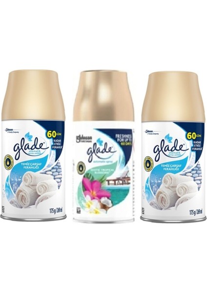Oda Kokusu Temiz Çarşaf Ferahlığı + Tropikal Floral + Temiz Çarşaf Ferahlığı Yedek Sprey 269 ml x 3