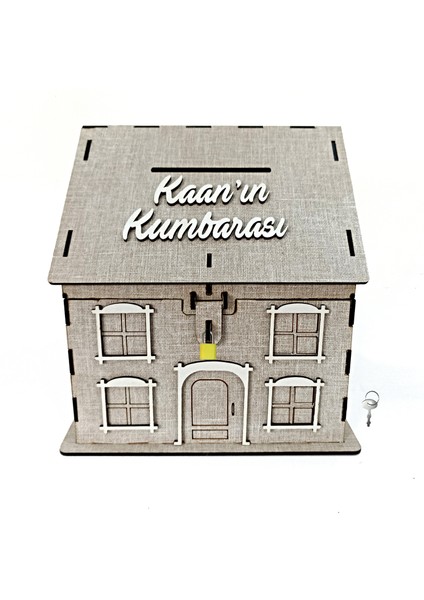 Kişiye Özel Vizon Ahşap Kumbara ve Tip Box Kutusu 21X21CM