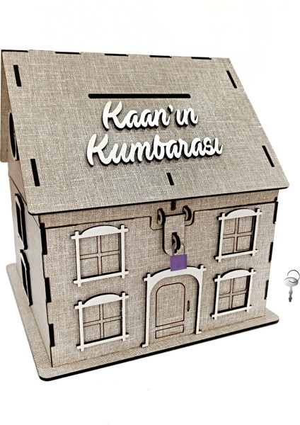 Kişiye Özel Vizon Ahşap Kumbara ve Tip Box Kutusu 21X21CM
