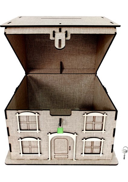 Kişiye Özel Vizon Ahşap Kumbara ve Tip Box Kutusu 21X21CM