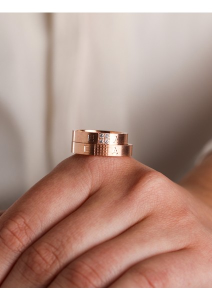 Pembe Altın Çift Alyans 4 mm indirimleri