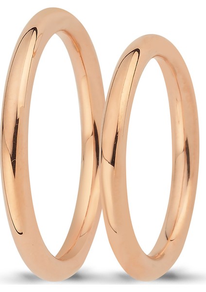 Pembe Altın Çift Alyans 2,40 mm
